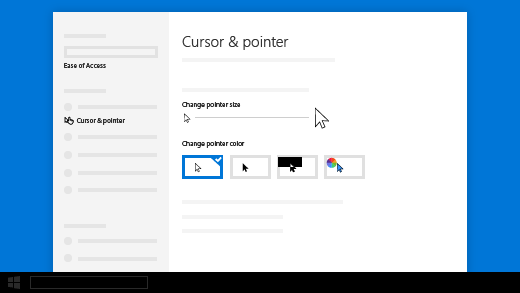 Change the size of your cursor or pointer in Ease of access settings.